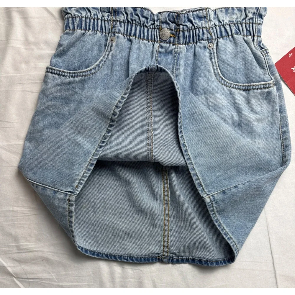 Levis Girls 16 High Rise Pull On Denim Skirt Light Wash‎ Paperbag Waist  NWT